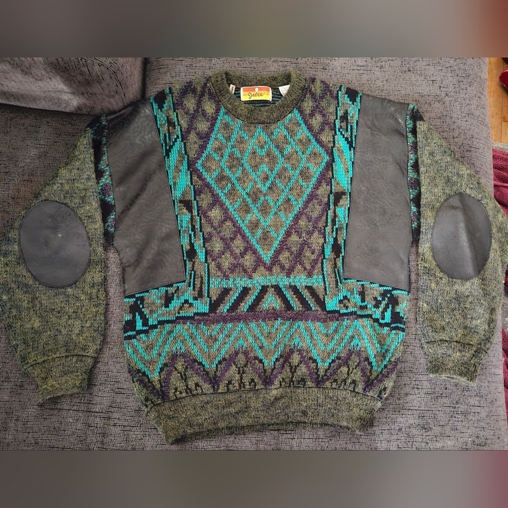 Juice Vintage leather accent wool blend sweater